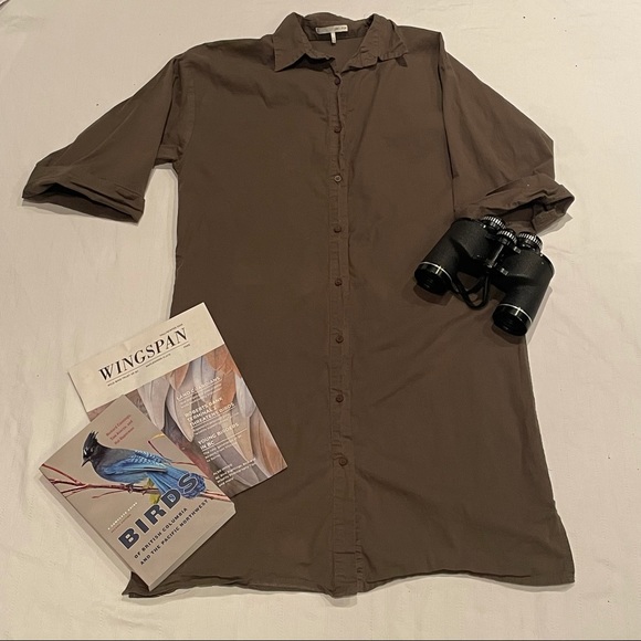 OAK + FORT army green shirt dress - Picture 1 of 4